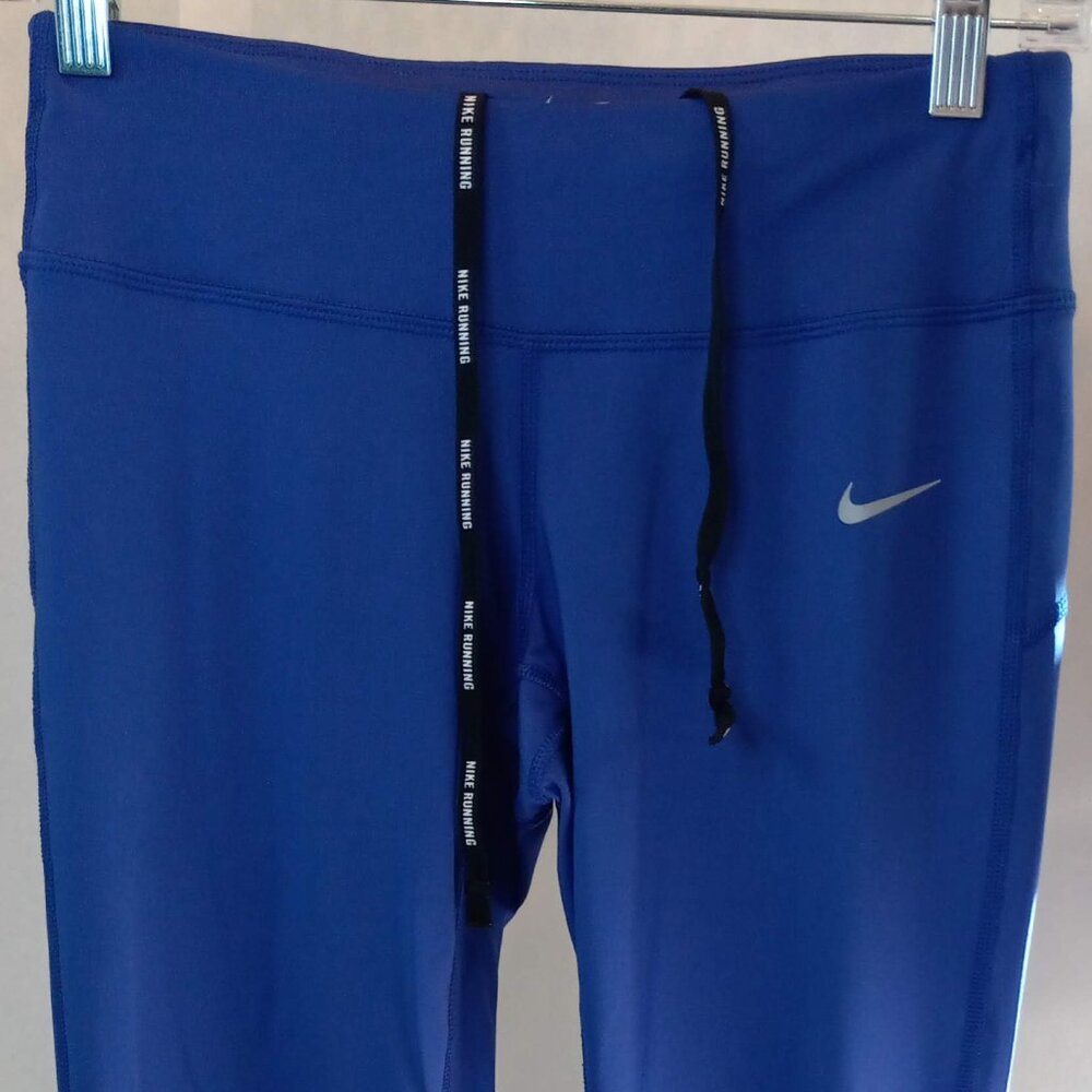 Women's NIKE Dri-Fit Running Capri Leggings Pants Size Small Blue/Purple